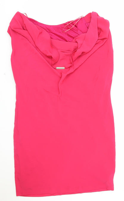 Zara Womens Pink Acetate Shift Size S Boat Neck Pullover