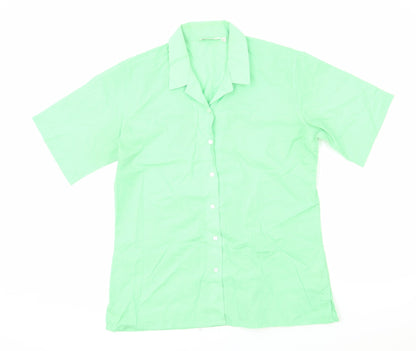 Trutex Womens Green Polyester Basic Button-Up Size M Collared