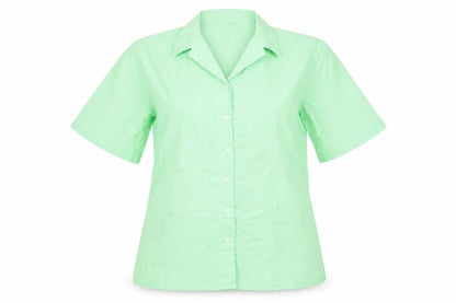 Trutex Womens Green Polyester Basic Button-Up Size M Collared