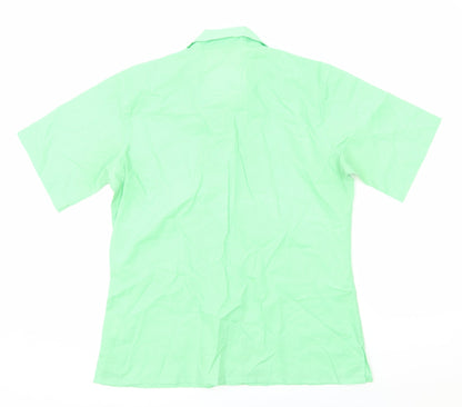 Trutex Womens Green Polyester Basic Button-Up Size M Collared