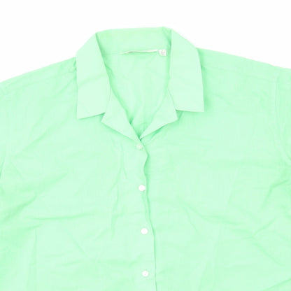 Trutex Womens Green Polyester Basic Button-Up Size M Collared
