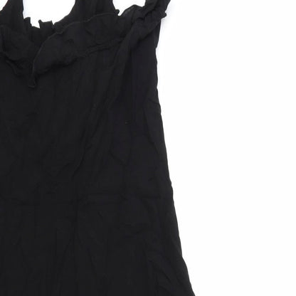 Warehouse Womens Black Viscose A-Line Size 12 Square Neck Zip