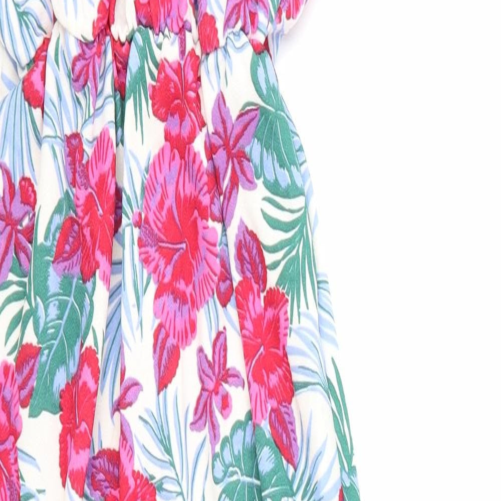 Daisy Street Womens Multicoloured Floral Polyester A-Line Size 10 Boat Neck Pullover