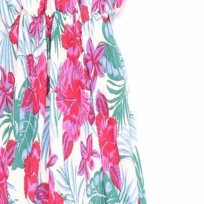 Daisy Street Womens Multicoloured Floral Polyester A-Line Size 10 Boat Neck Pullover