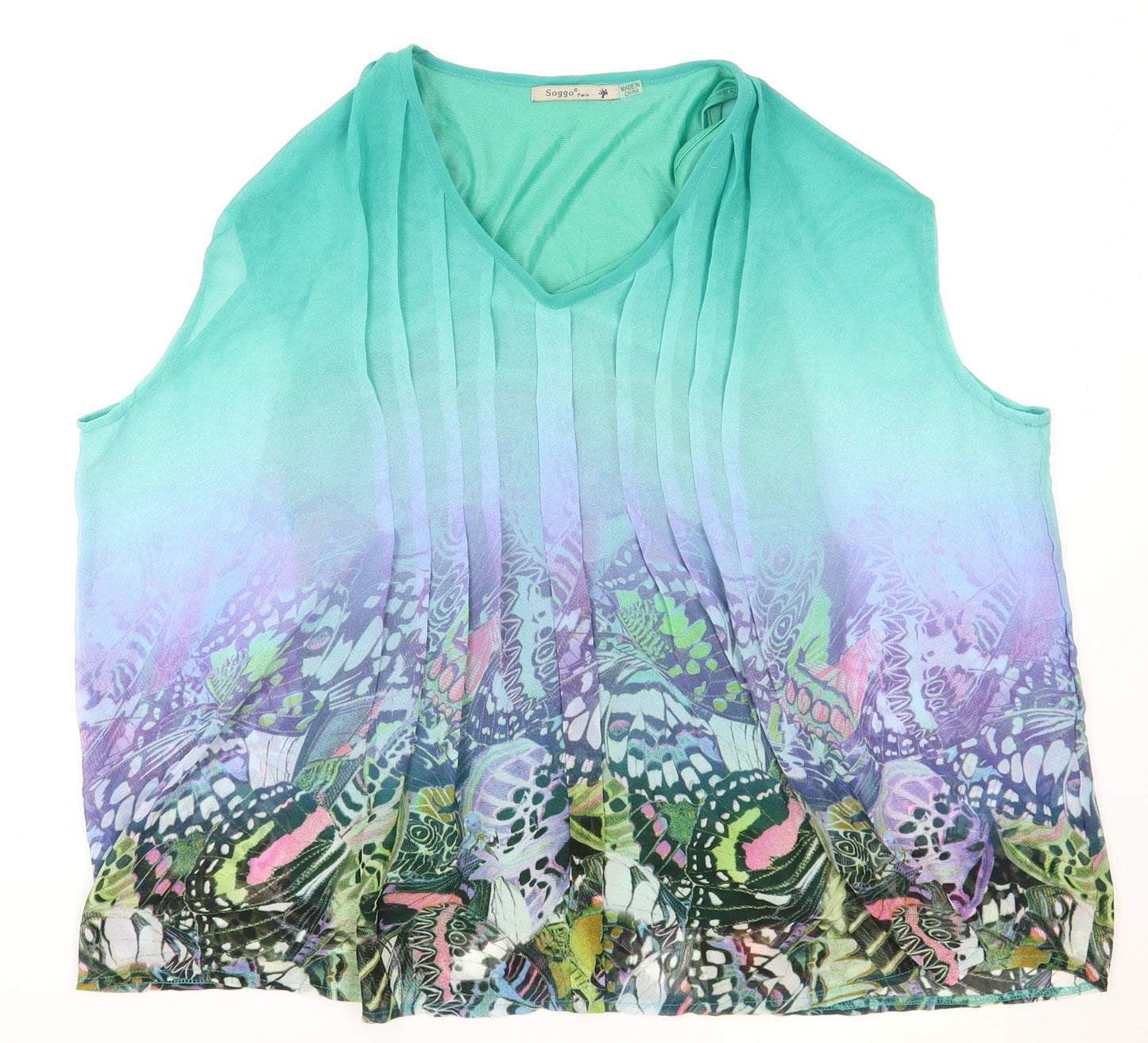 Soggo Womens Multicoloured Geometric Polyester Basic Blouse One Size V-Neck