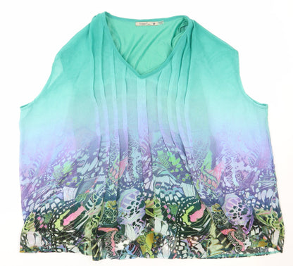 Soggo Womens Multicoloured Geometric Polyester Basic Blouse One Size V-Neck