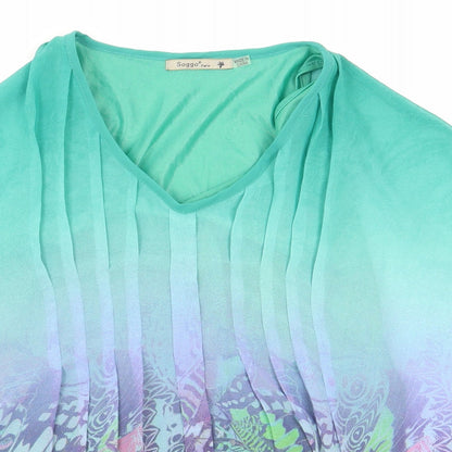 Soggo Womens Multicoloured Geometric Polyester Basic Blouse One Size V-Neck