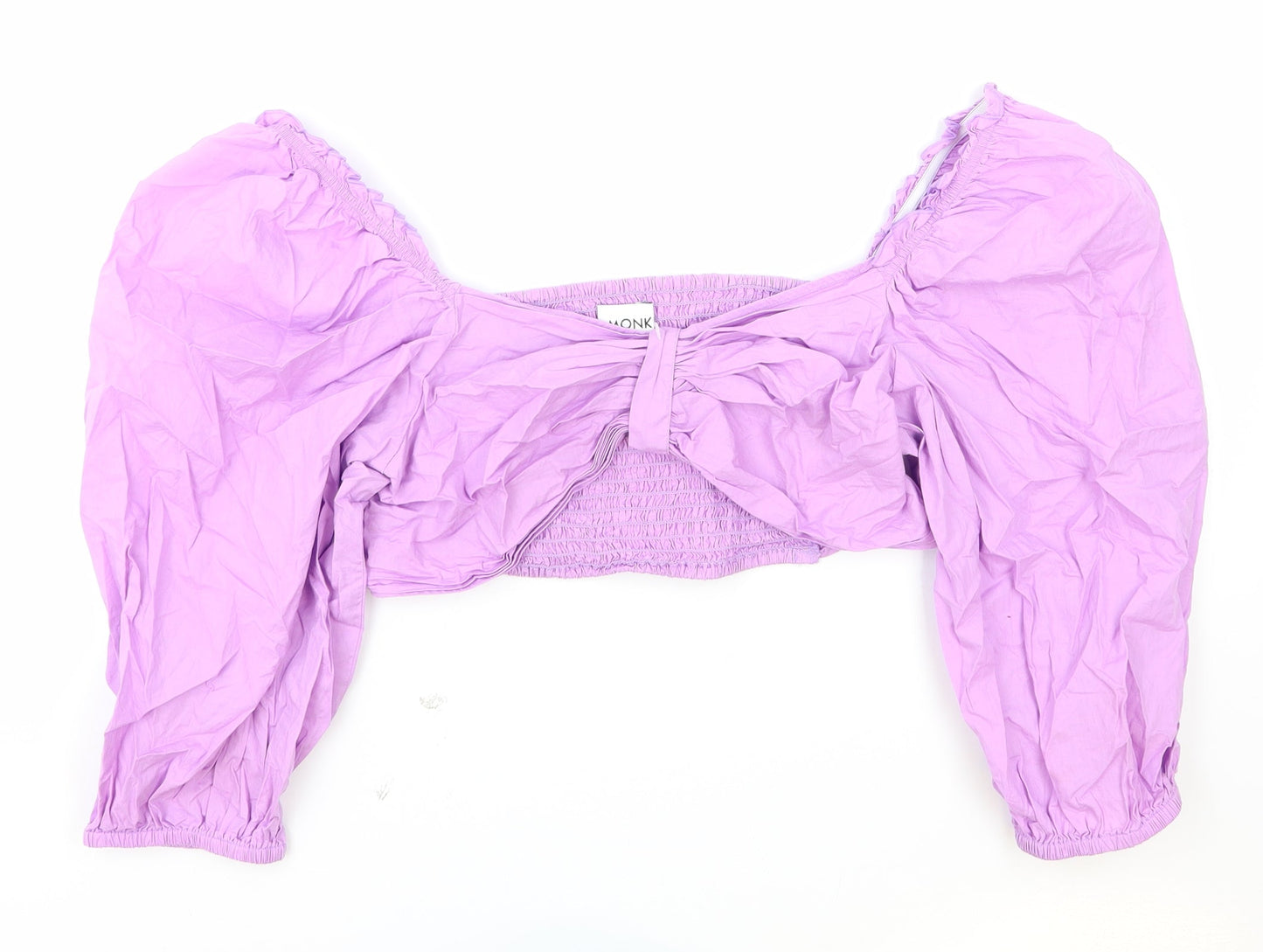 Monk Womens Purple Viscose Cropped Blouse Size 14 V-Neck