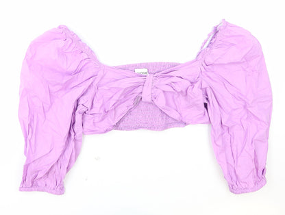 Monk Womens Purple Viscose Cropped Blouse Size 14 V-Neck
