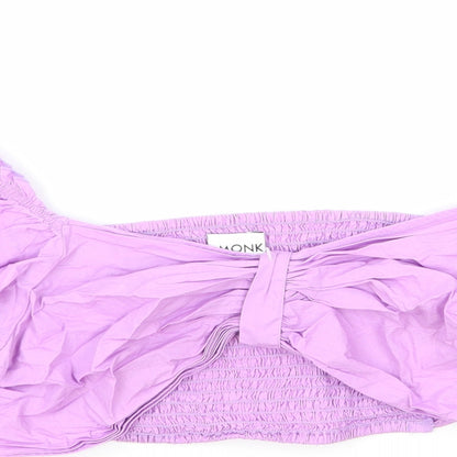 Monk Womens Purple Viscose Cropped Blouse Size 14 V-Neck