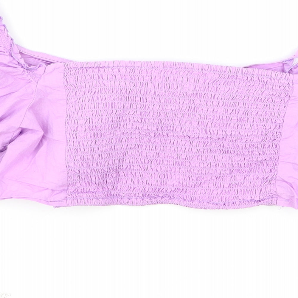 Monk Womens Purple Viscose Cropped Blouse Size 14 V-Neck
