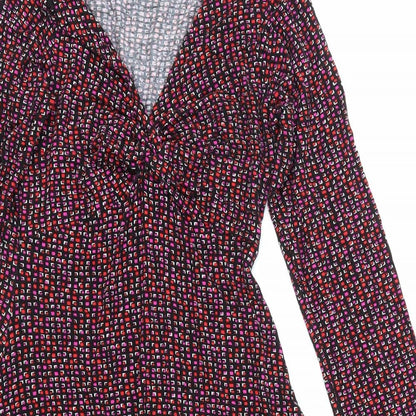 Xantik Womens Purple Geometric Polyester Skater Dress Size S V-Neck Pullover