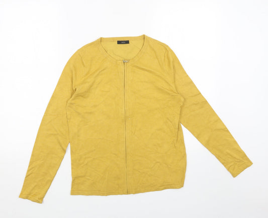 Womens UK Size 12 M&Co Yellow Full Zip Jumper