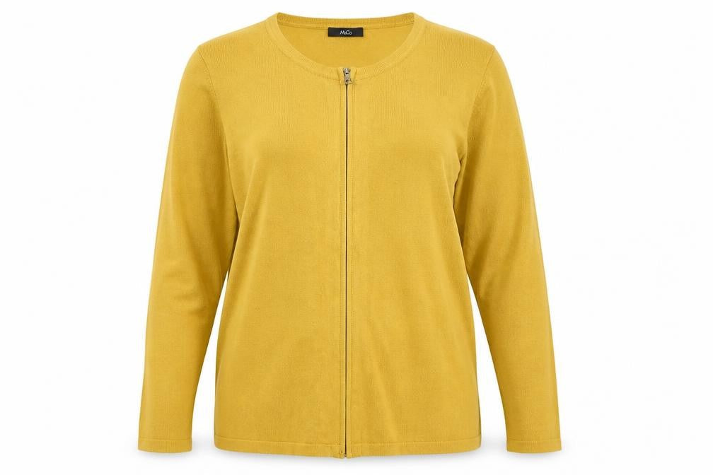 Womens UK Size 12 M&Co Yellow Full Zip Jumper