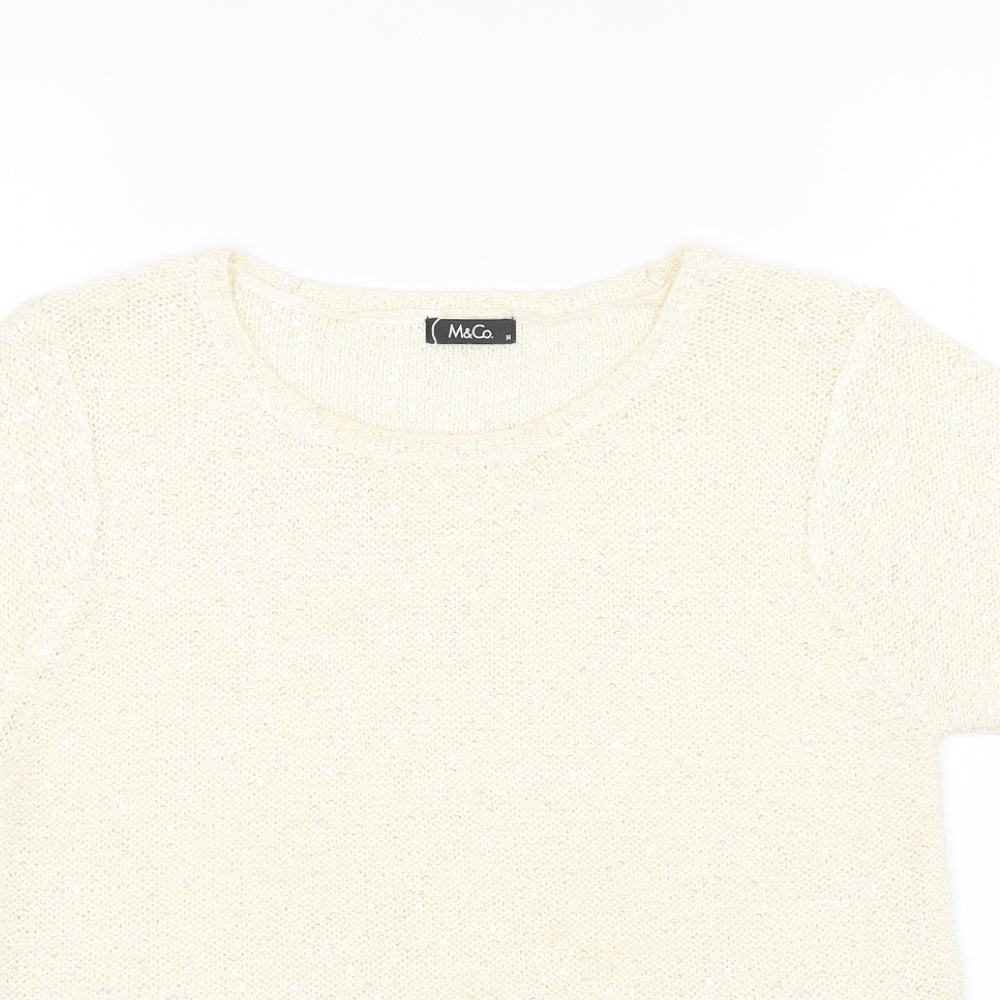 Womens UK Size 14 M&Co White Pullover Jumper