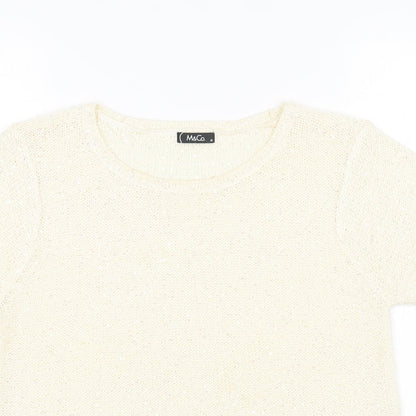 Womens UK Size 14 M&Co White Pullover Jumper