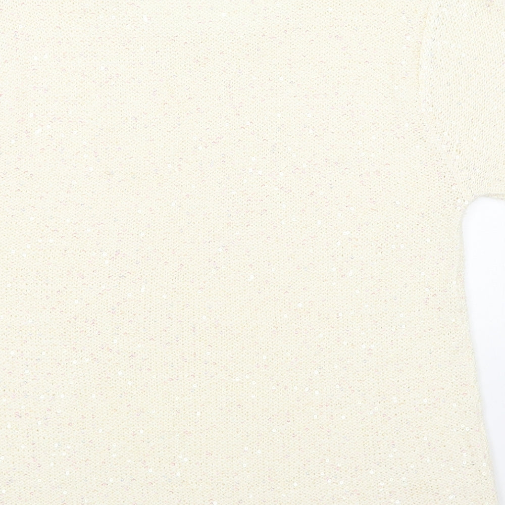 Womens UK Size 14 M&Co White Pullover Jumper