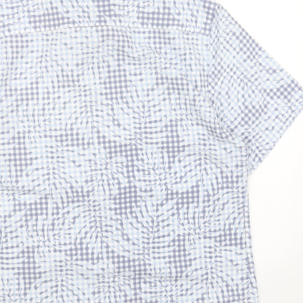 Atlantic Bay Womens Blue Check Cotton Basic Button-Up Size S Collared