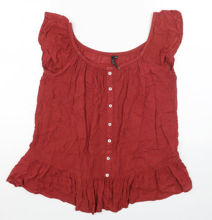 Womens UK Size 8 intuition Red Basic Blouse