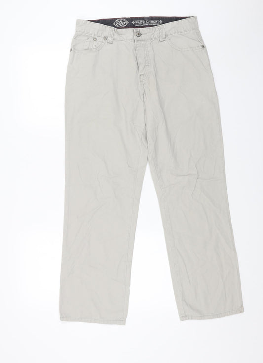 Easy Mens Beige Cotton Straight Jeans Size 32 in L28 in Regular Button