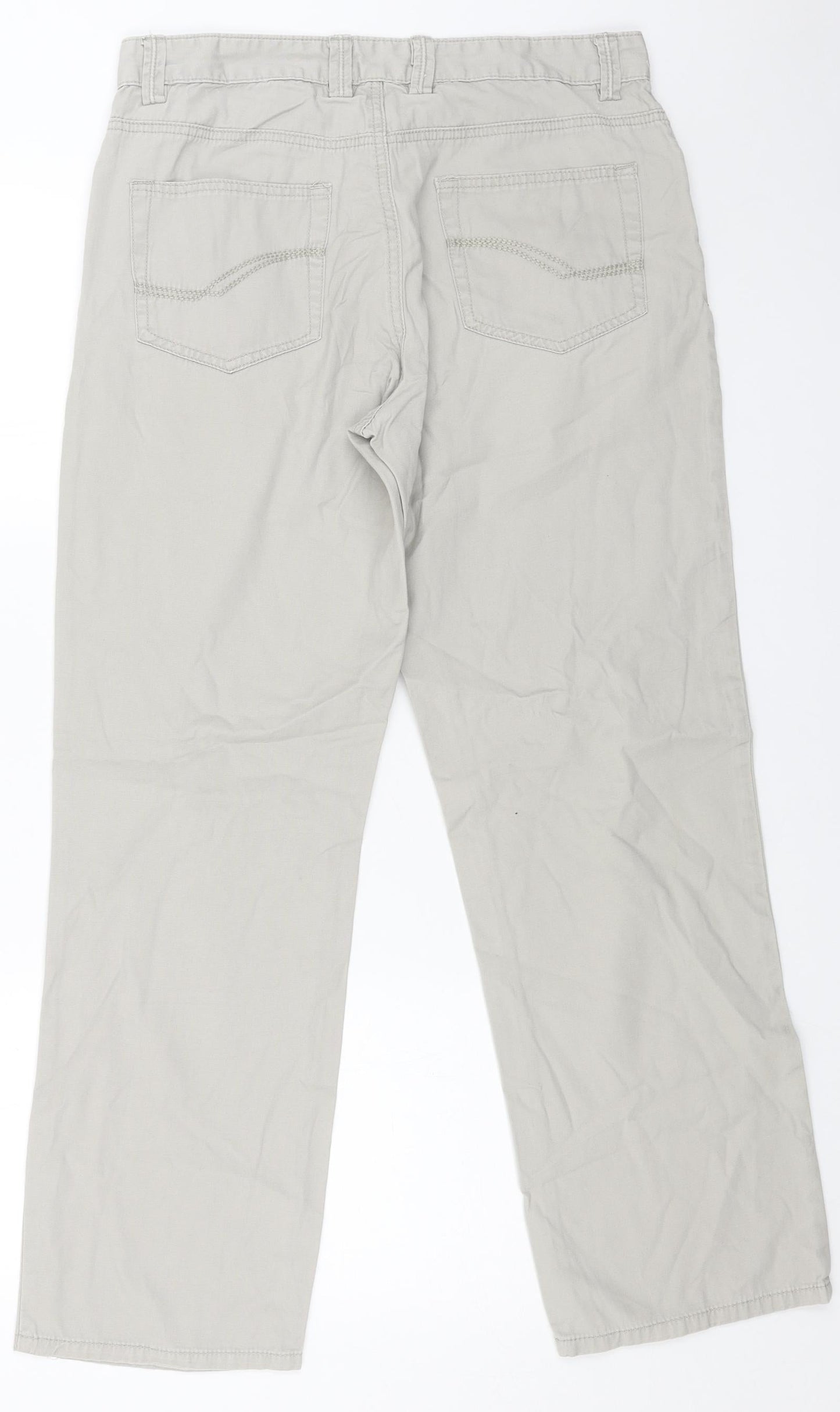 Easy Mens Beige Cotton Straight Jeans Size 32 in L28 in Regular Button