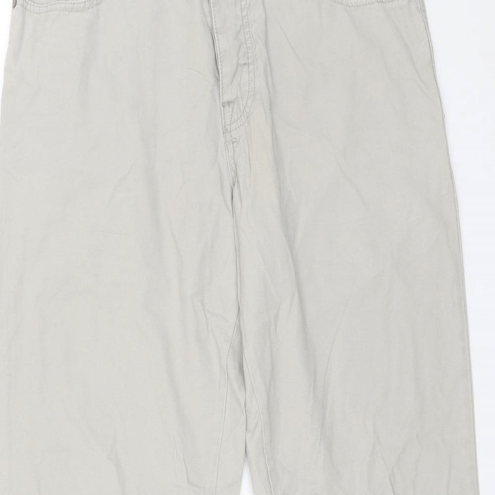 Easy Mens Beige Cotton Straight Jeans Size 32 in L28 in Regular Button