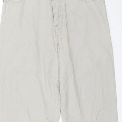 Easy Mens Beige Cotton Straight Jeans Size 32 in L28 in Regular Button