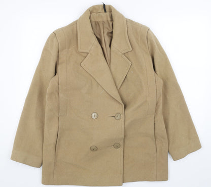 Preworn Womens Beige Pea Coat Jacket Size 10 Button