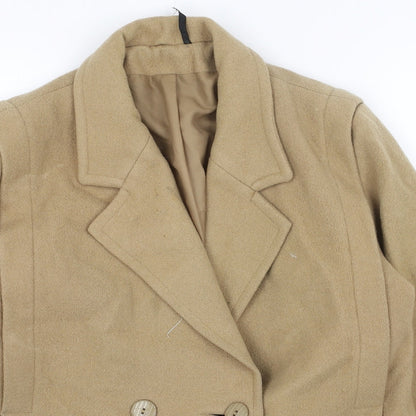 Preworn Womens Beige Pea Coat Jacket Size 10 Button