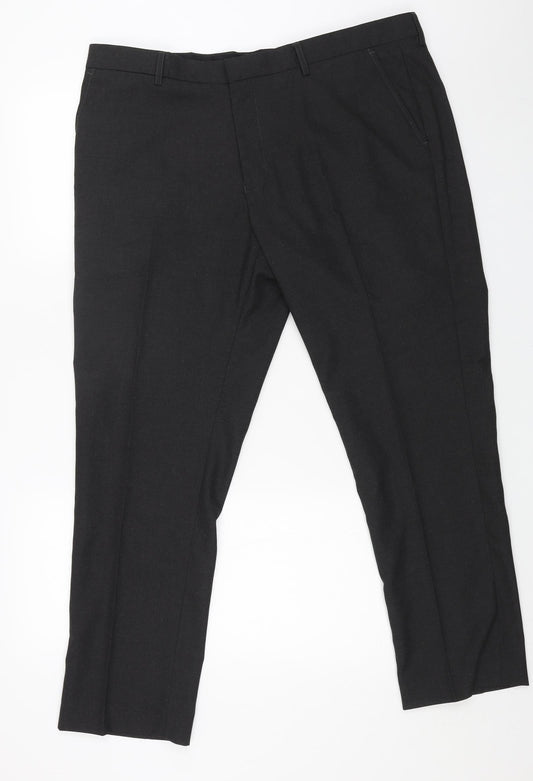Williams Mens Grey Polyester Trousers Size 40 in L29 in Regular Zip