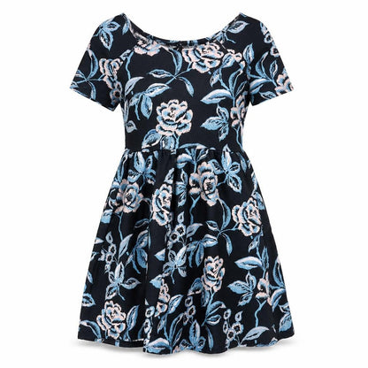 Dorothy Perkins Womens Blue Floral Polyester Fit & Flare Size 10 Scoop Neck Pullover