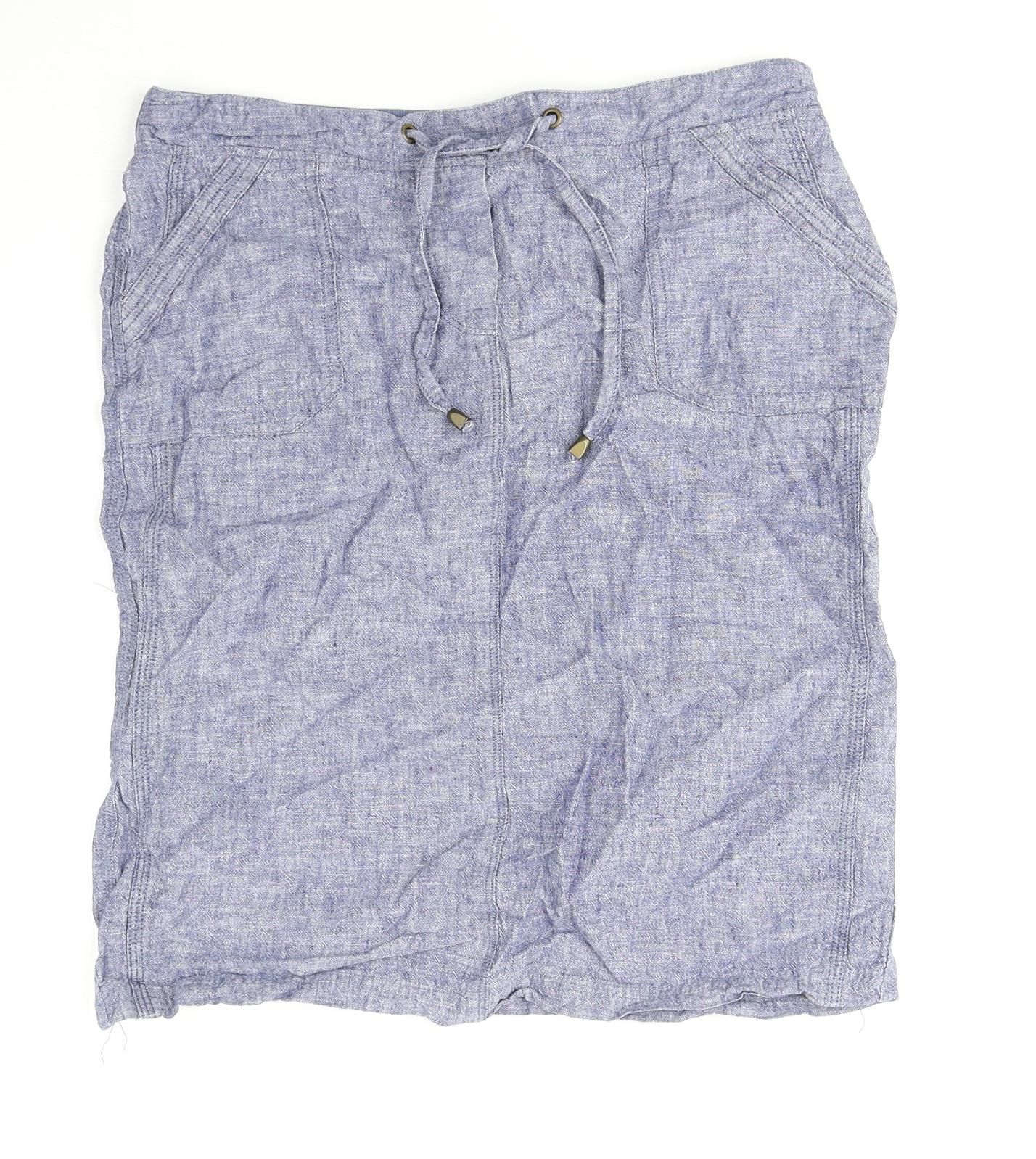 Bonmarché Womens Blue Polyester Straight & Pencil Skirt Size 12 Drawstring