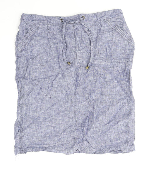 Bonmarché Womens Blue Polyester Straight & Pencil Skirt Size 12 Drawstring