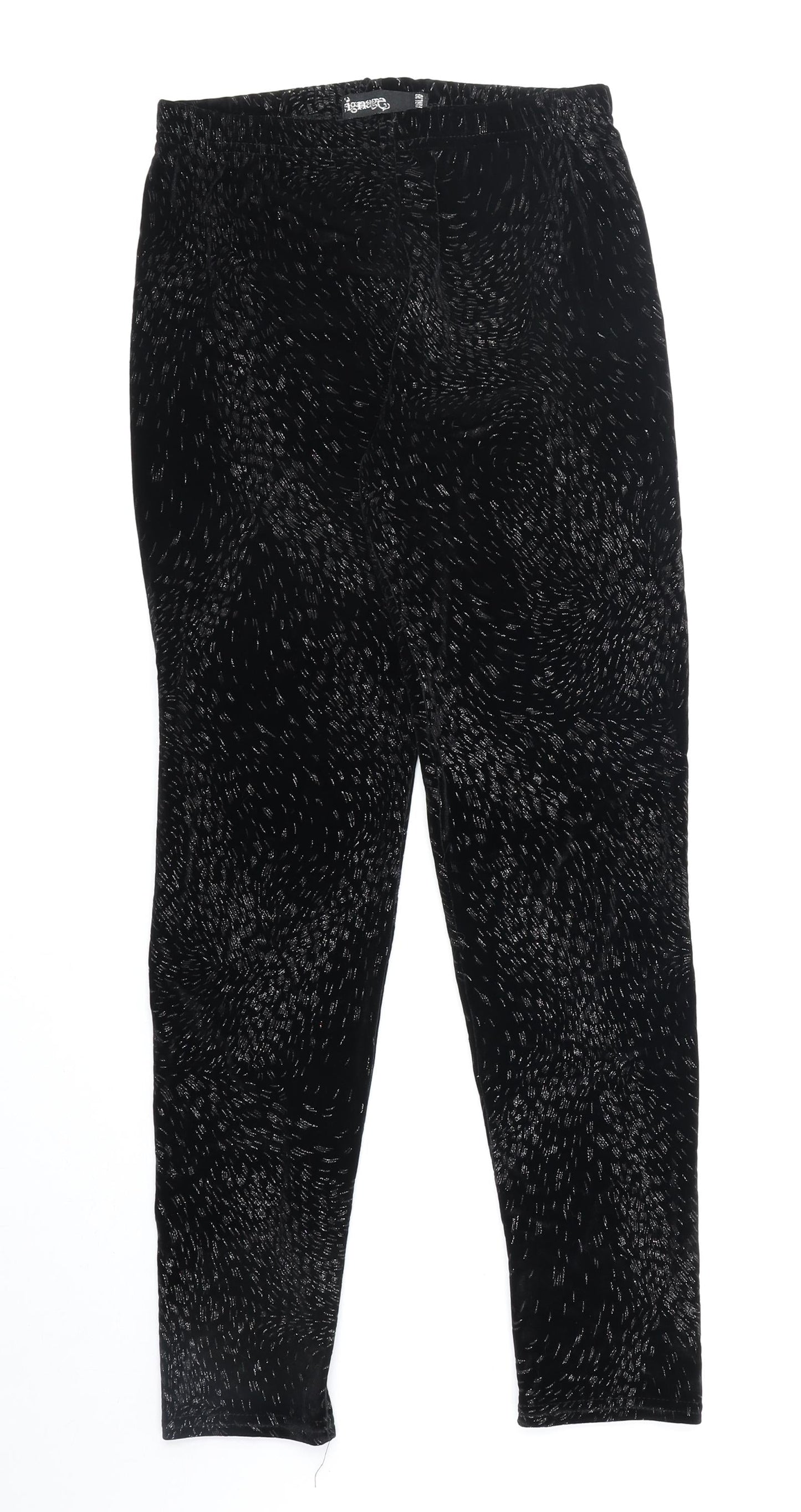 Signage Womens Black Geometric Polyester Jogger Leggings Size 10