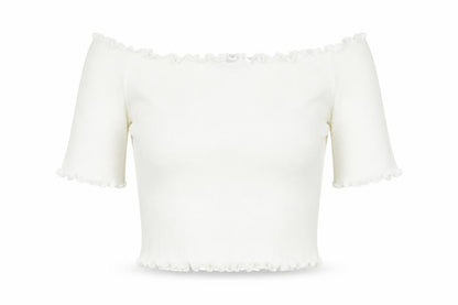 Womens UK Size 6 Boohoo White Cropped T-Shirt