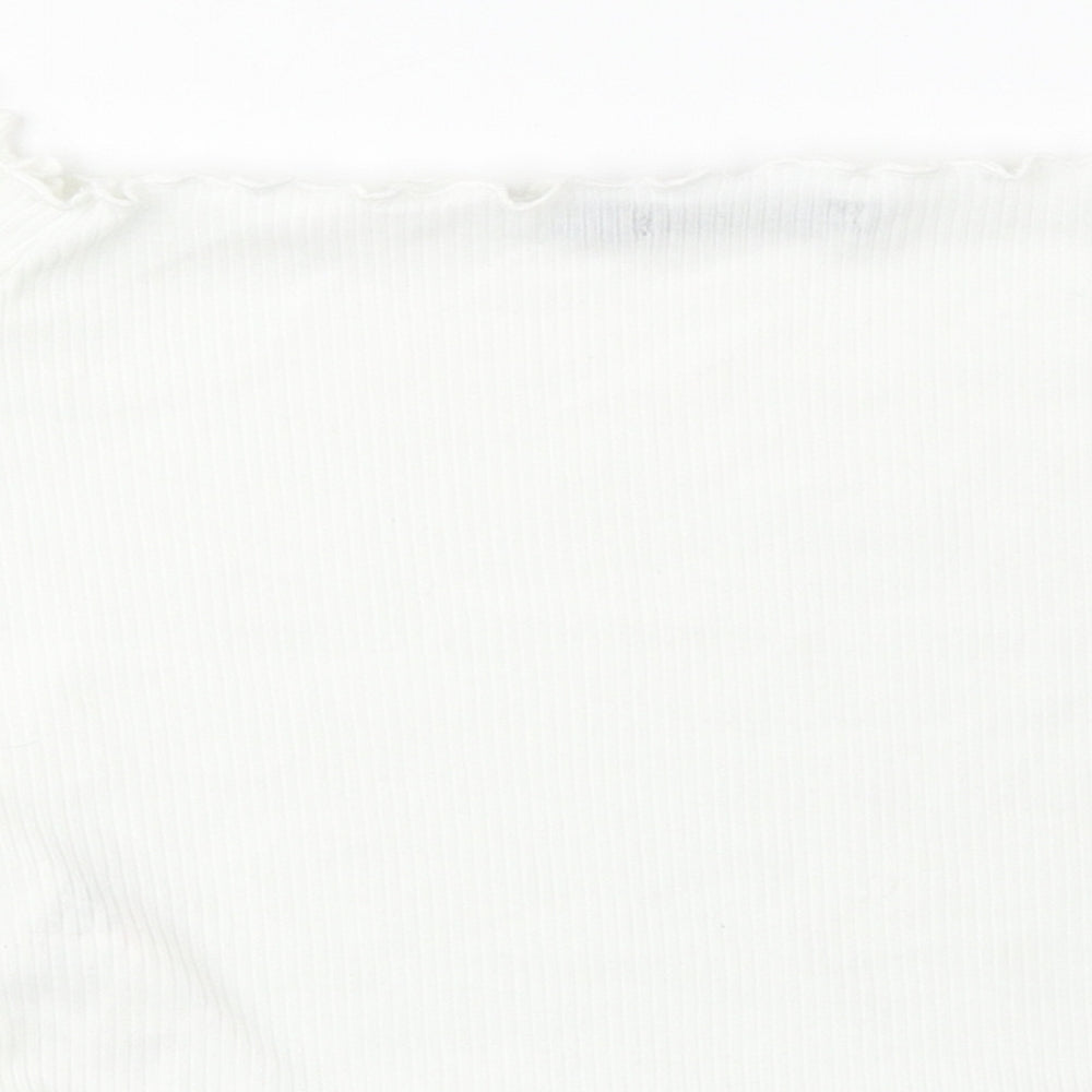 Boohoo Womens White Polyester Cropped T-Shirt Size 6 Boat Neck