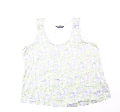 Marks and Spencer Womens Green Viscose Basic Tank Size 14 Scoop Neck