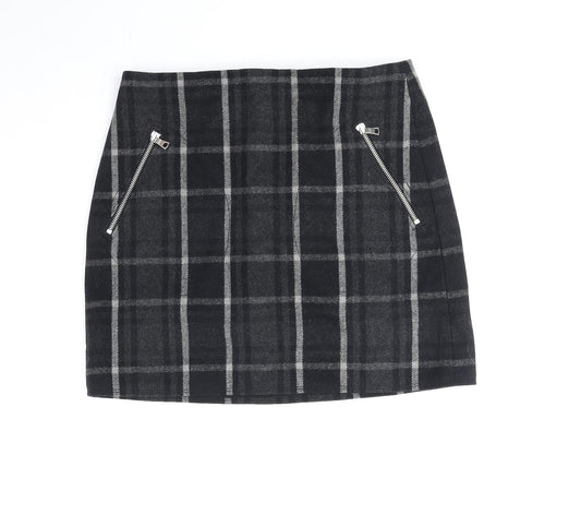 Gap Womens Black Plaid Polyester Straight & Pencil Skirt Size 6 Zip