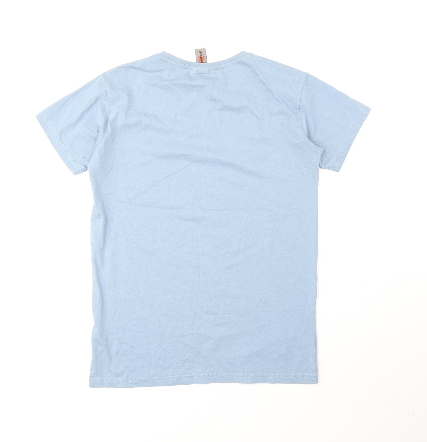 Urban Outlaws Boys Blue Cotton Basic T-Shirt Size 13-14 Years Round Neck Pullover - Cool Bro