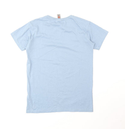 Urban Outlaws Boys Blue Cotton Basic T-Shirt Size 13-14 Years Round Neck Pullover - Cool Bro