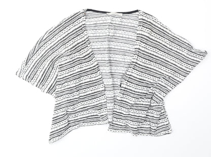 George Womens Grey V-Neck Geometric Viscose Cardigan Jumper Size 10