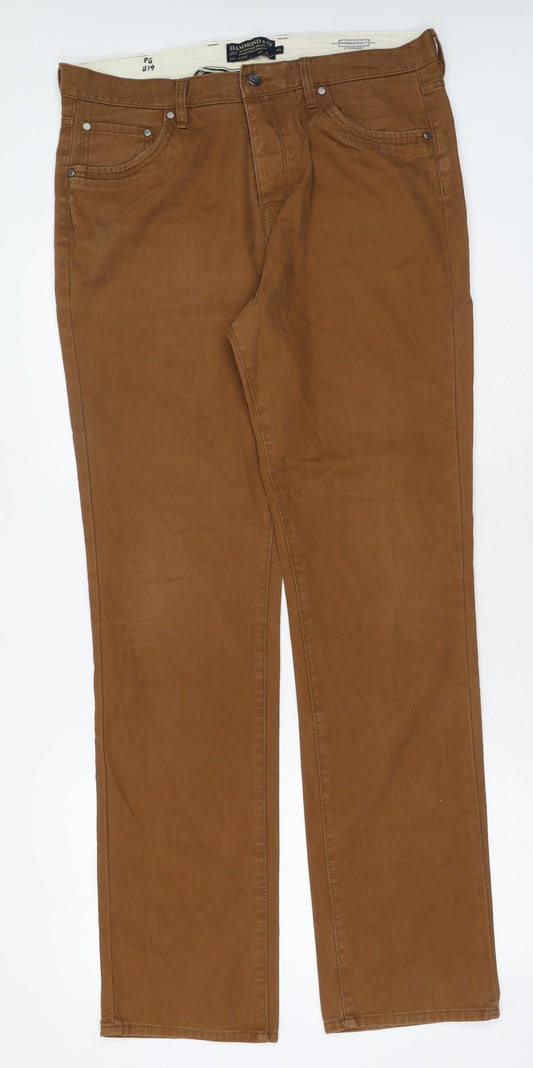 Hammond & Co Mens Brown Cotton Straight Jeans Size 36 in Regular Button