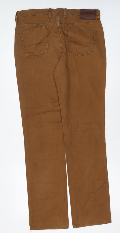 Hammond & Co Mens Brown Cotton Straight Jeans Size 36 in Regular Button