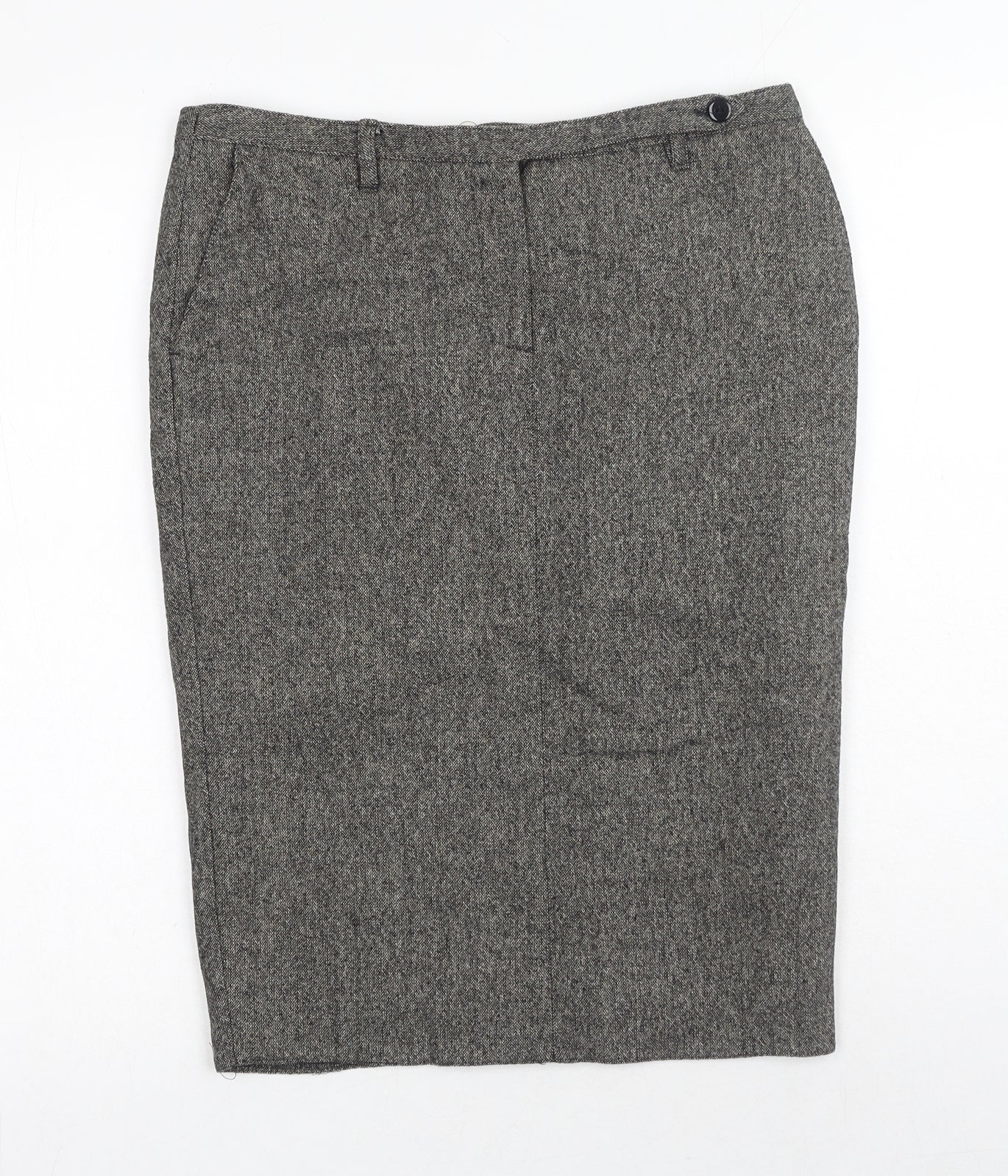 Miss Selfridge Womens Brown Acrylic Straight & Pencil Skirt Size 10 Button