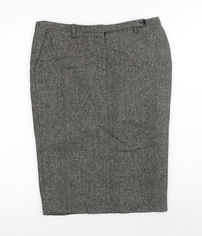 Miss Selfridge Womens Brown Acrylic Straight & Pencil Skirt Size 10 Button