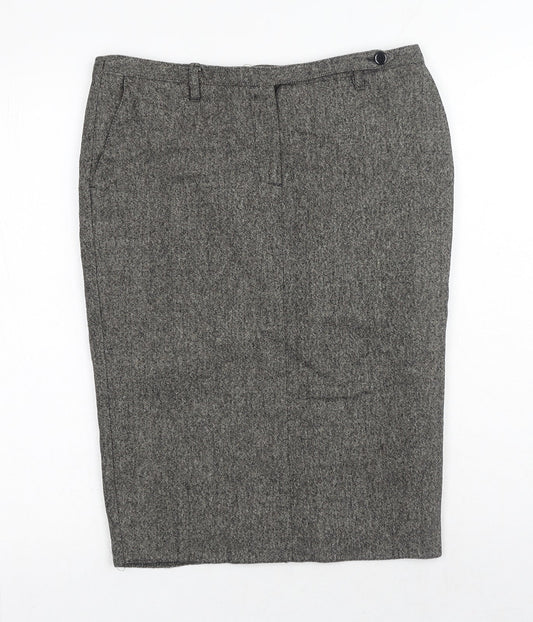 Miss Selfridge Womens Brown Acrylic Straight & Pencil Skirt Size 10 Button