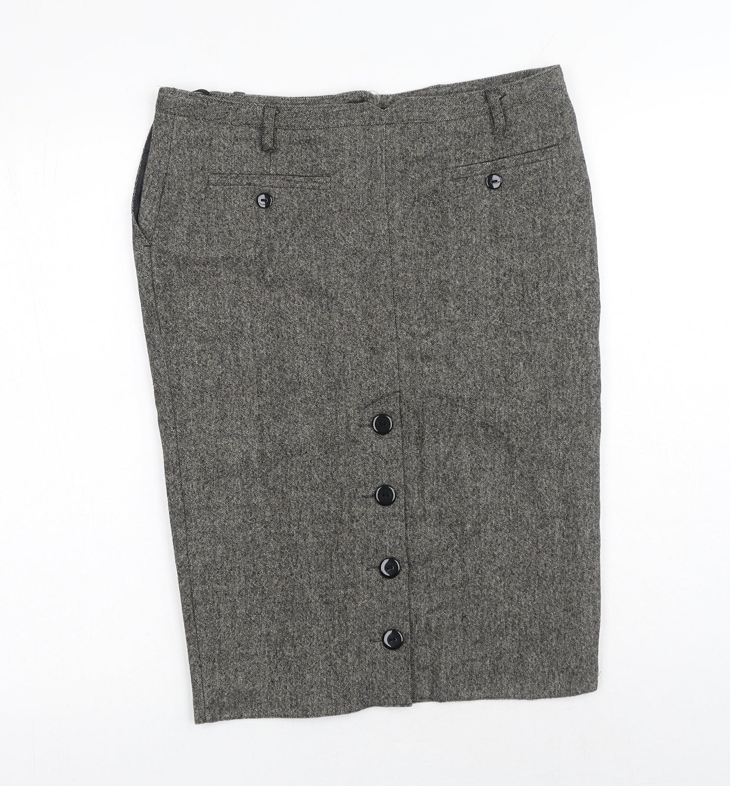 Miss Selfridge Womens Brown Acrylic Straight & Pencil Skirt Size 10 Button