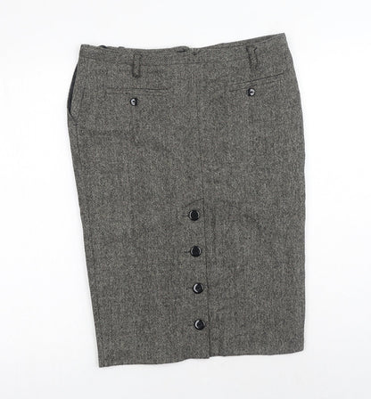 Miss Selfridge Womens Brown Acrylic Straight & Pencil Skirt Size 10 Button