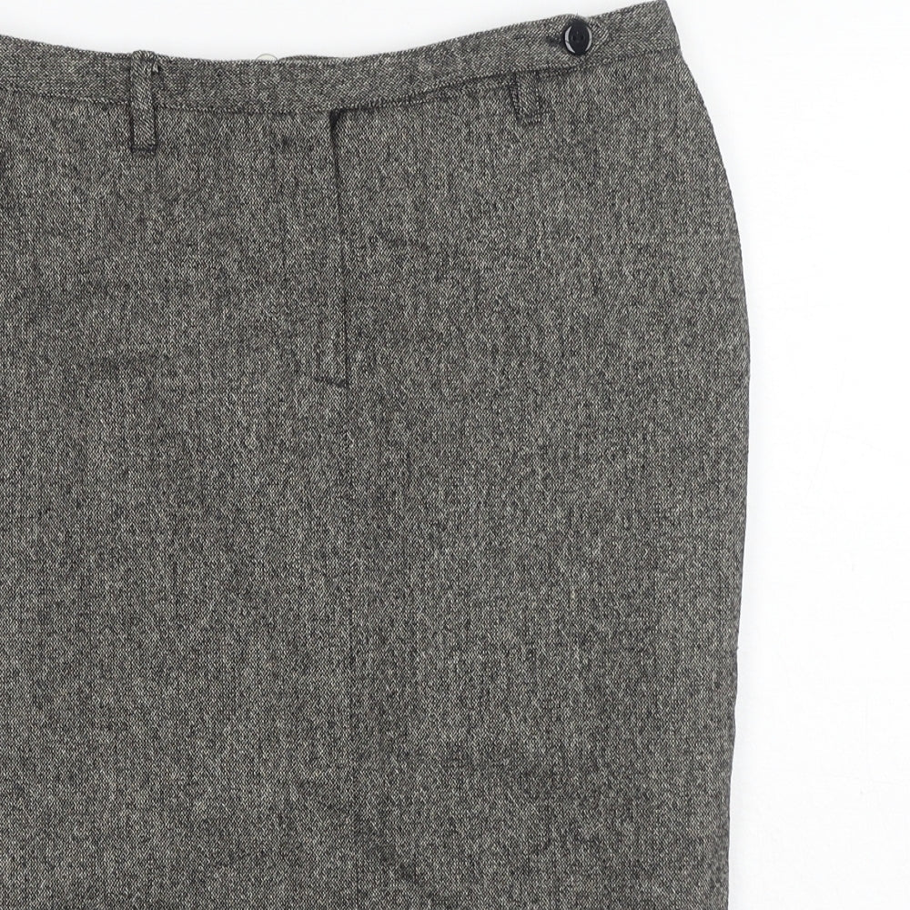 Miss Selfridge Womens Brown Acrylic Straight & Pencil Skirt Size 10 Button