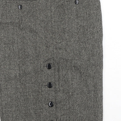 Miss Selfridge Womens Brown Acrylic Straight & Pencil Skirt Size 10 Button